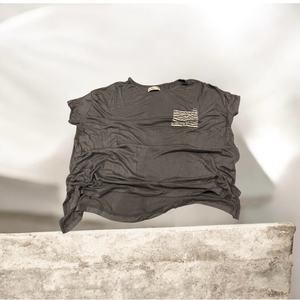 Hollister Charcoal Tee with Striped Accent
